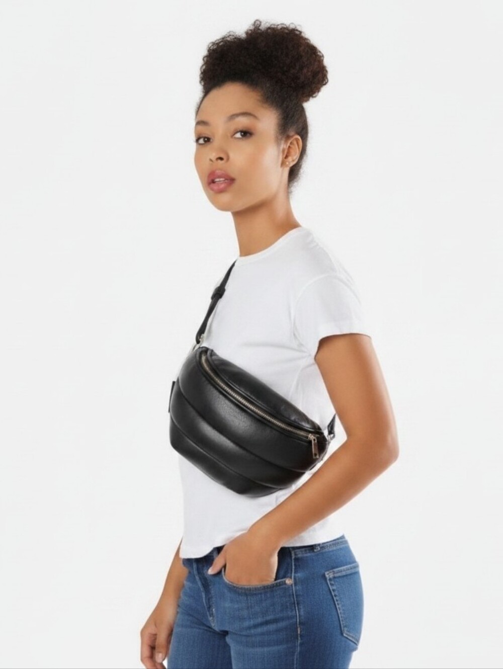 Marimekko Aava Padded Leather Bag In Black, Wear Different Ways, EUC